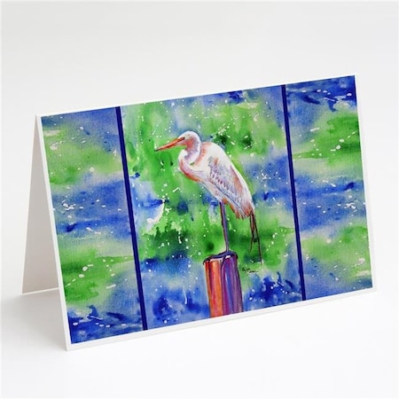 Carolines Treasures Carolines Treasures 8358GCA7P Egret Greeting Cards & Envelopes - Pack of 8 8358GCA7P